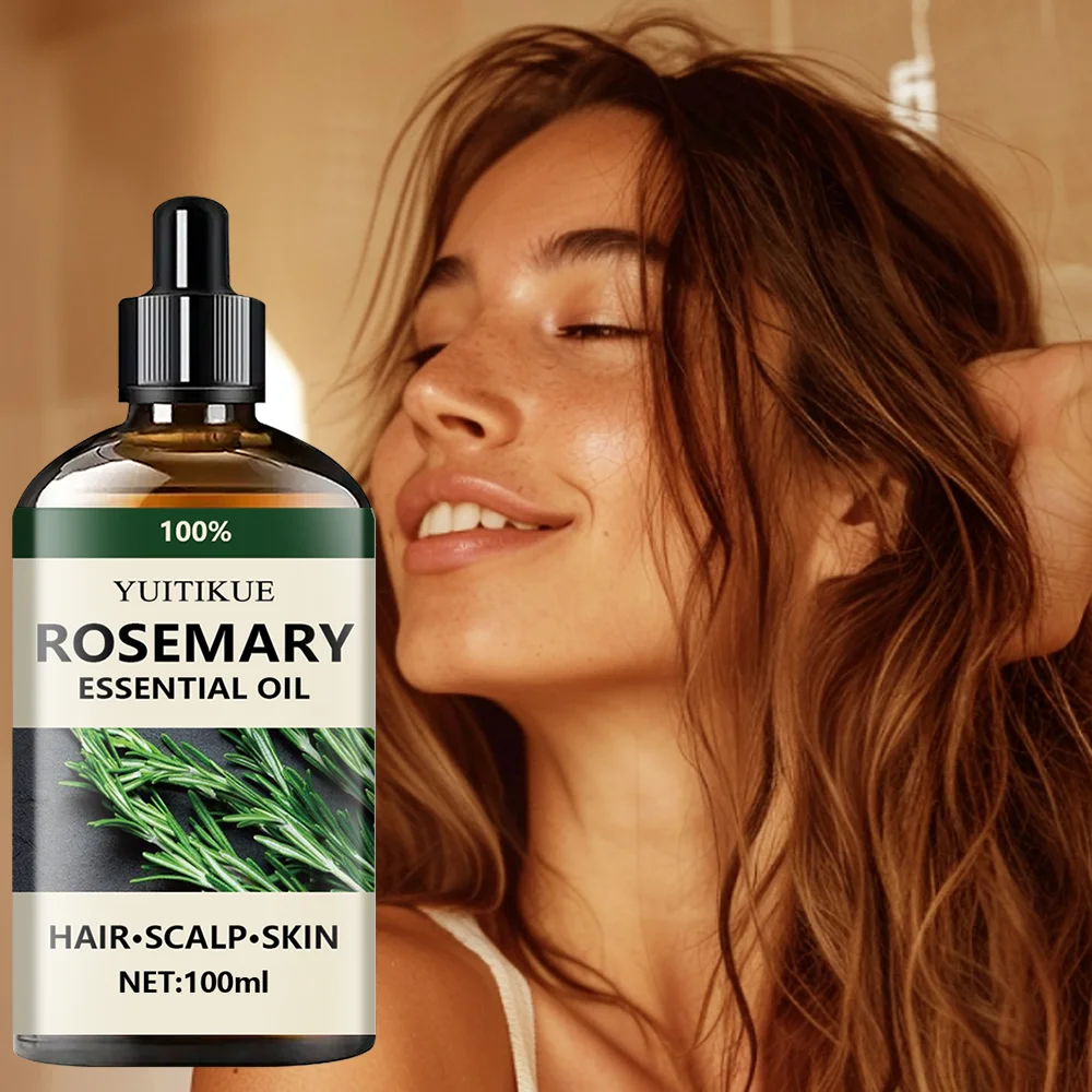 YUITIKUE El aceite esencial de romero 100% absorbe rápidamente, hidrata profundamente el cabello y suaviza el cabello seco y grueso.