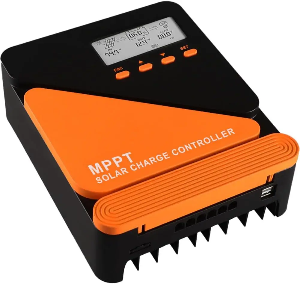 Premium Upgraded 20A MPPT Solar Controller, 12V/24V 50V Max, LCD & Dual USB, Multi-Battery Compatible