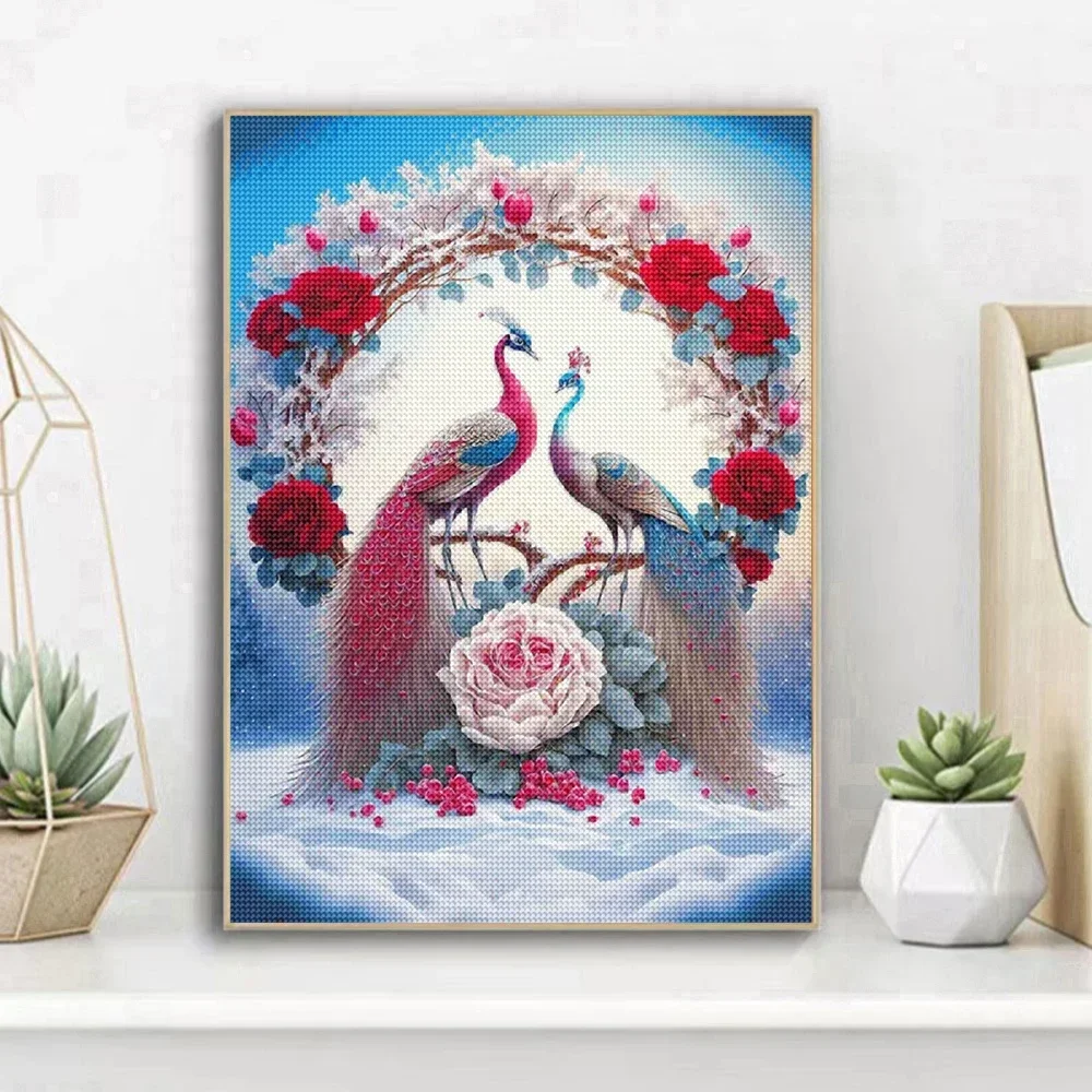 5D DIY AB Diamond Painting Animal Peacock Full Diamond Mosaic Embroidery Snowscape Cross Stitch Set Art Wall Home Decoration