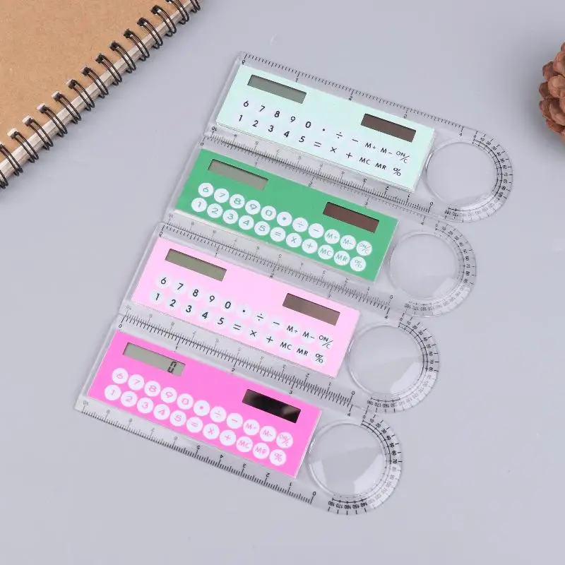 10cm Ruler Calculator Solar Card Mini Calculation Student Arithmetic Multifunctional Calculator Computer Digital Caliper