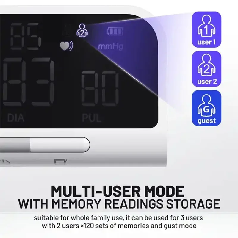 Bluetooth monitor de pressão arterial braço esfigmomanômetro USB digital precisão inteligente LCD monitor de pressão arterial de tela grande