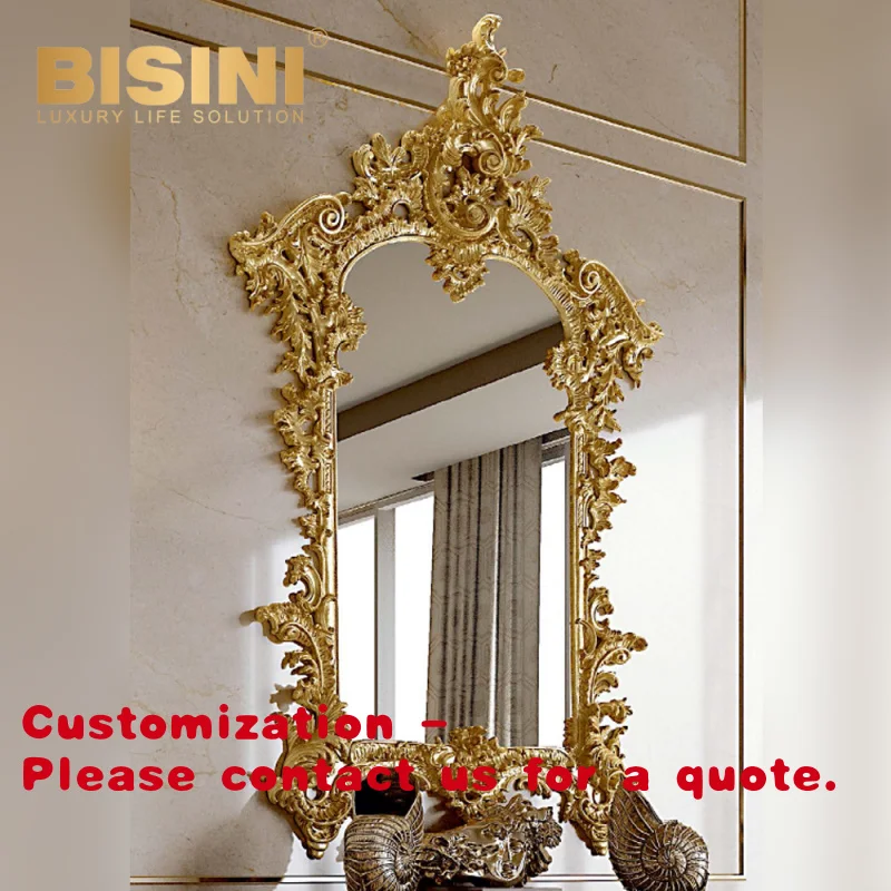 

Customize.High-end European Carved Decoration Mirror Decorative Exquisite Round Mirror Elegant Bedroom Luxurious Mirror