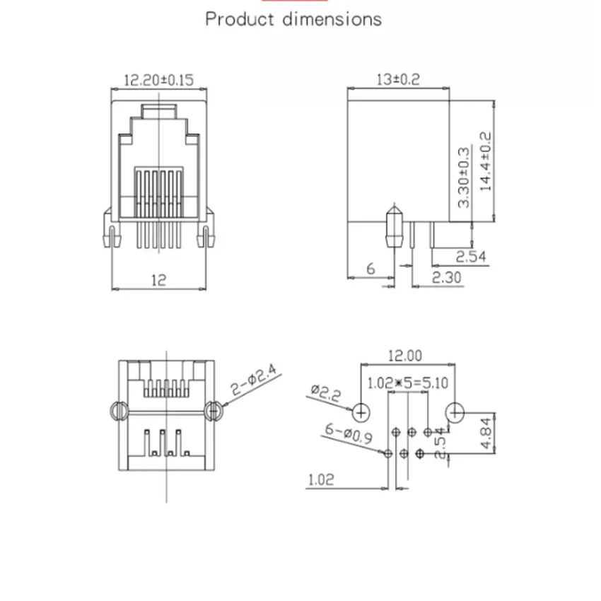 10-50Pcs RJ12 6P6C RJ11 PCB Mount Telefon Modulare Stecker Buchse Interface Kristall Buchse Telefon Für Stecker jack 55A