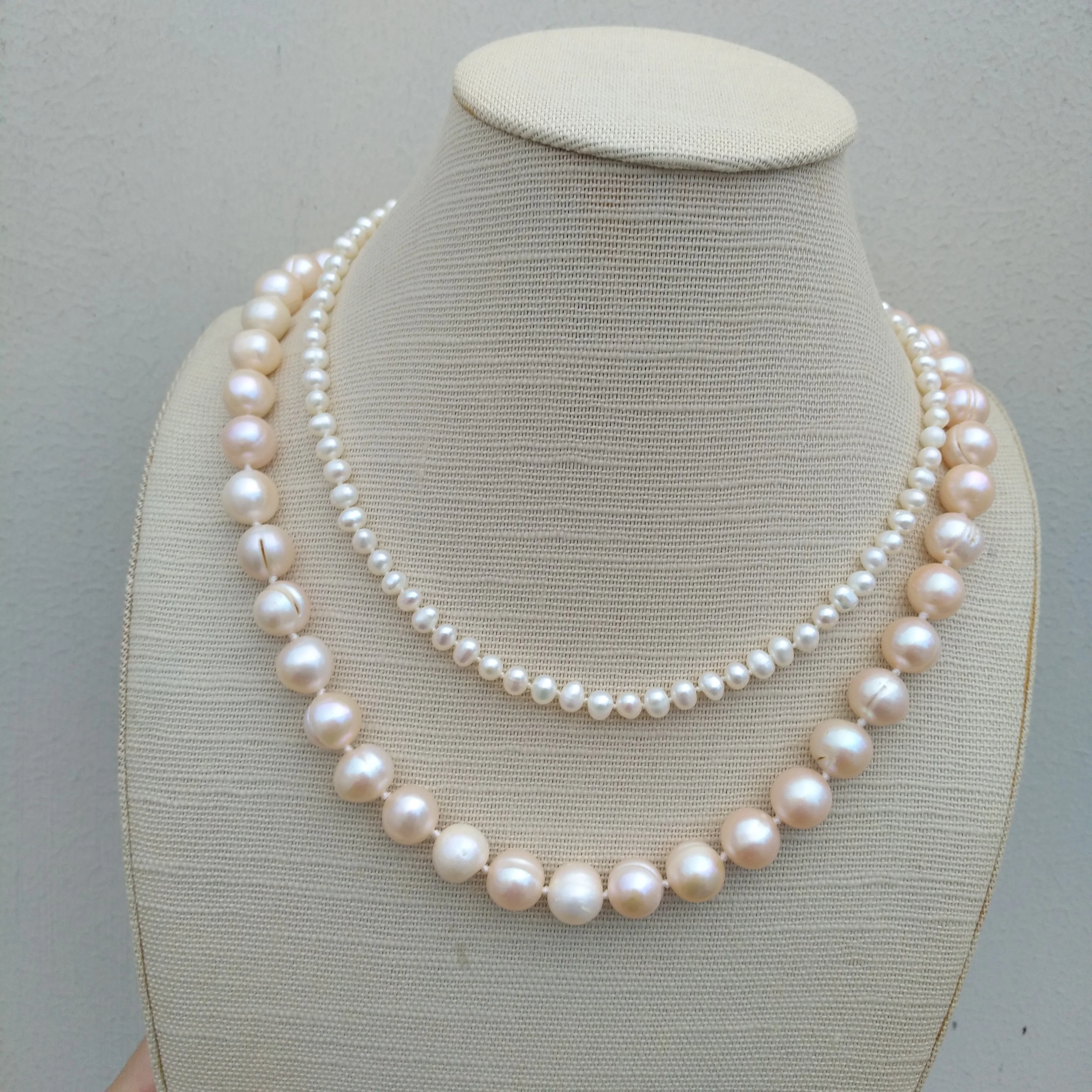 Stunning Original Real shot photos AAA Natural South Sea White Pink Real Pearl Purple Necklace 14K Gold P