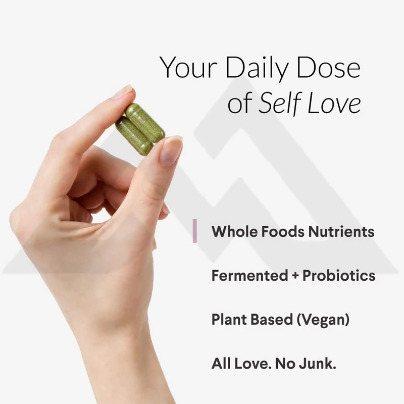 Multi vitamin health plant-based capsules contain organic vegetables and herbaceous plants, fermented vitamins, probiotics,