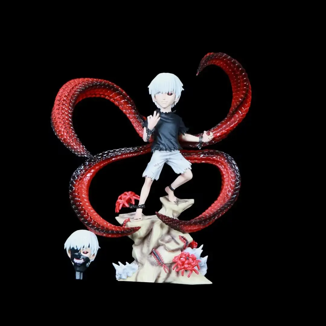 Tokyo Ghoul Kaneki Ken Dual Head Sculpt GK Collectible Figure - White Hair Four Kagune Form Statue