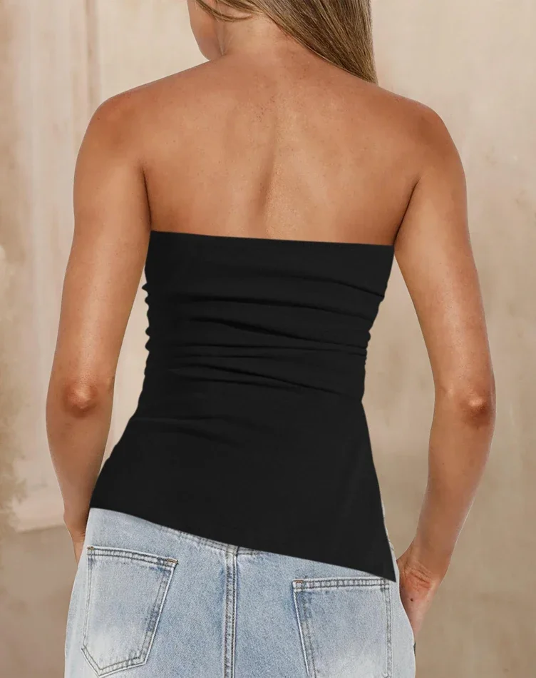 2025 Spring and Summer New Women's Sleeveless Vest Fashion Spice Girls Sexy Tops Y2K Style Slit Breasted T-Shirt image 2