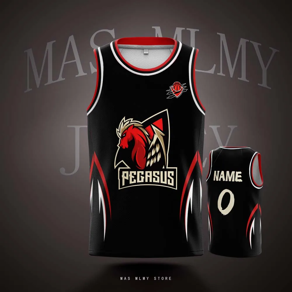 

Customized Team Basketball Jerseys Pegasus Digital Printed For Kids Youth and Adult Personalized Name Number Mesh Sports Shirts
