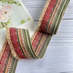 5 yards/lot  Woven Jacquard Ribbon 5 cm  Geometric red pattern For Luggage and Clothing Accessories LS-5348