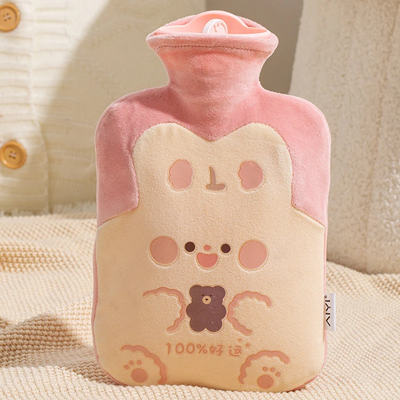 Cute Hot Water Bottle Bag For Girls Plush Shoulder Hand Warmer Heat Pack Warm Belly Instant Hot Pack Winter Water Heating Pad