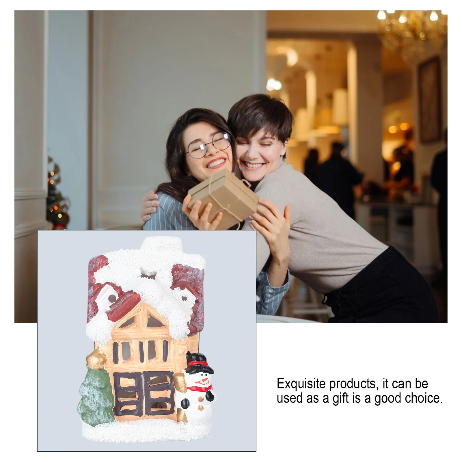 

1Pcs Festive Christmas Decoration Luminous Xmas House European Style Snow Scene for Desktop Decor Christmas Party Ornament