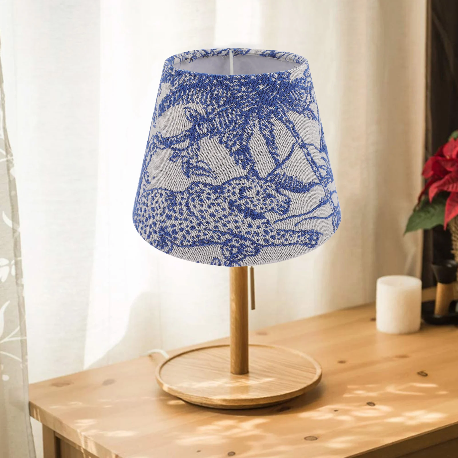 Vintage Desk Lamp Embroidered Fabric Lampshade Tabletop Tropical High Quality Black Embroidery Hotel Cloth Small