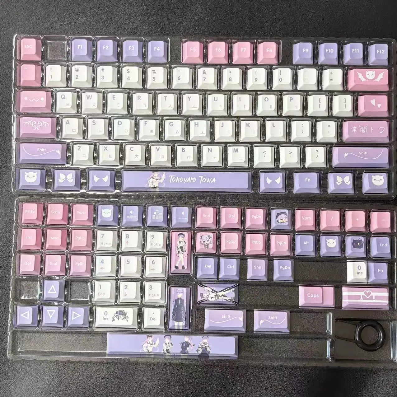 132 Keys Hololive Vtuber Tokoyami Towa Custom Keycaps PBT Dye Sublimation Cherry MX for Mechanical Keyboard Gift