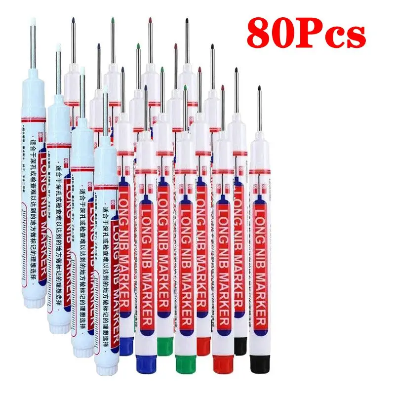 5-100 Stuks 20mm Diep Gat Lange Nib Hoofd Markers Voor Metalen Perforeren Pen Waterdichte Badkamer Houtbewerking Decoratie multifunctionele
