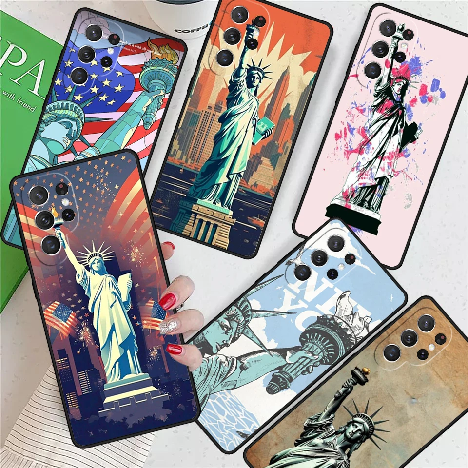 NEW YORK Statue Of Liberty For Samsung Galaxy S24 Ultra S21 S22 S8 S9 S10E Note 10 20 Plus FE S23 Phone case Cover Coque