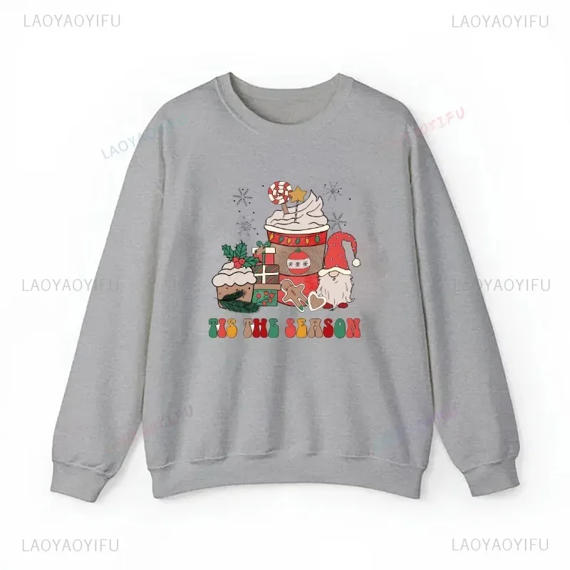 New Merry Christmas Crewneck Long Sleeve Hoodie in Christmas Coffee Printed Graphic Men and Women Lovers Sweatshirt