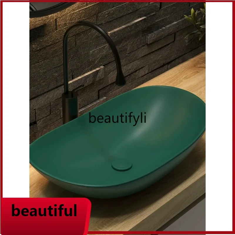 

f156 Light luxury bathroom ceramic gold ingot table basin matte black wash basin faucet package