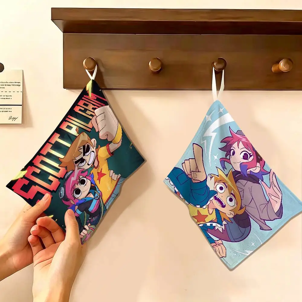 S-Scott-Pilgrim-Vs-The-World-Comedy Hanging Design Hand Wiping Towel, Polyester Cotton Fabric, Universal for Bathroom Kitchen
