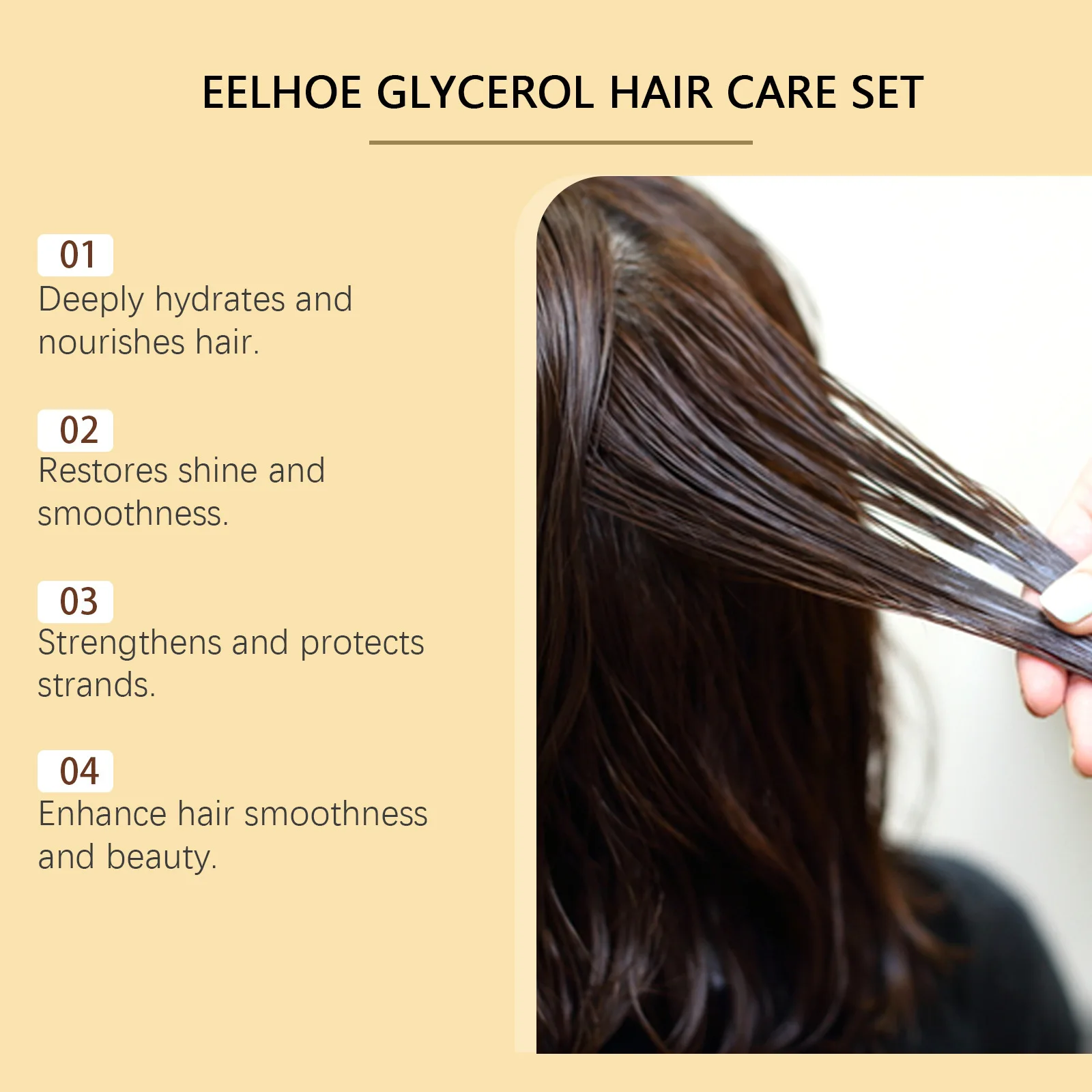 Eelhoe glicerol kit de cuidados com o cabelo ácido hialurônico essência óleo para produtos de crescimento rápido do cabelo fortalecer suave magia máscara de cuidados com o cabelo