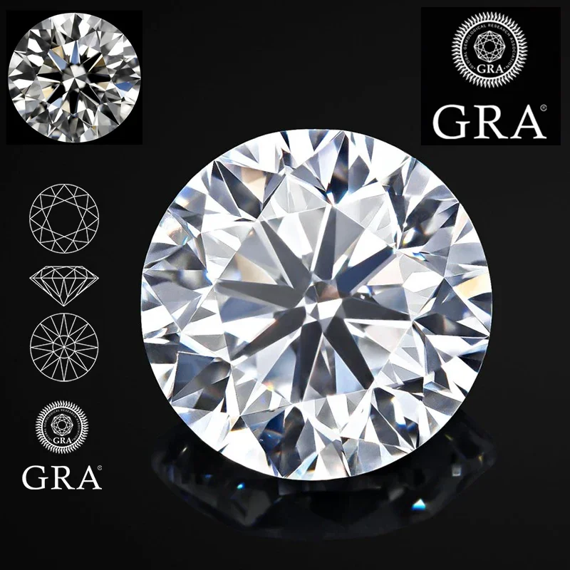 

Shiny Quality D Color Round Cut Moissanite Loose Stones 0.5-4.0ct VVS1 Certified Moissanite Diamonds Pass Tester