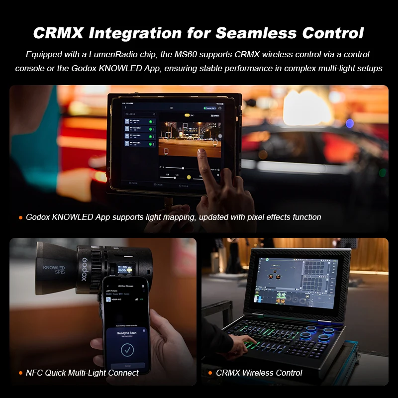 Godox RS60Bi RS60R Lampu Studio 60W RGB Dua Warna Lampu Isi Video LED Penuh Warna untuk Fotografi dengan Kontrol Aplikasi Nirkabel