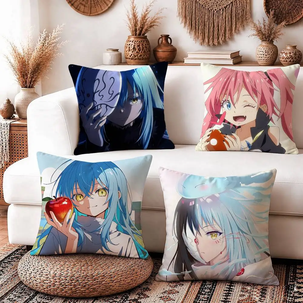 R-Rimuru Anime T-Tensura as Slime Square Sofa Pillow Cover Solid Color Living Room Home Decor Cushion Case