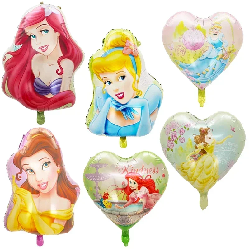 Disney Princess Collection Mermaid Ariel Cinderella Belle foil balloons girl Party Birthday Decoration Baby Shower Toys Globos