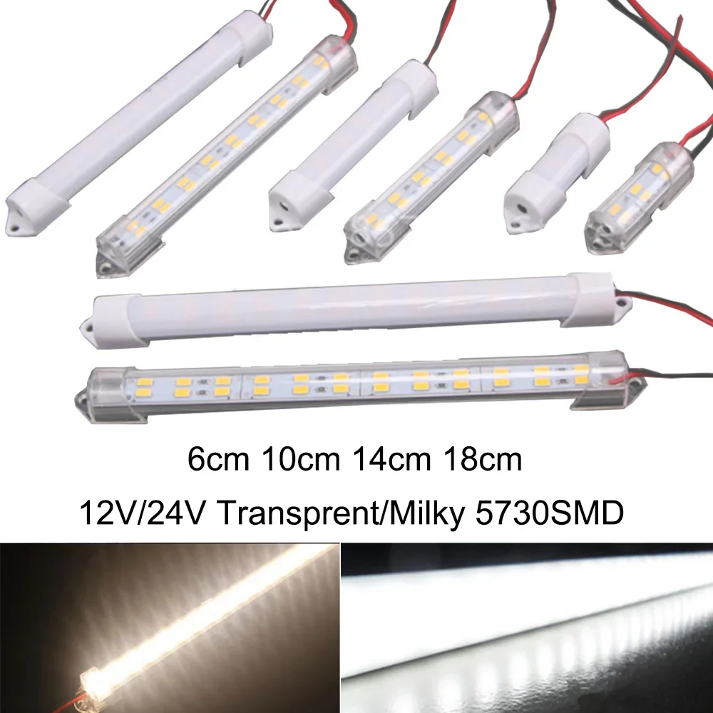 12V/24V LED Light Strip 6cm 10cm 14cm 18cm Hard Rigid Tube Bar Lamp IP65 Waterproof 5730-led bead Lights Strips For DIY