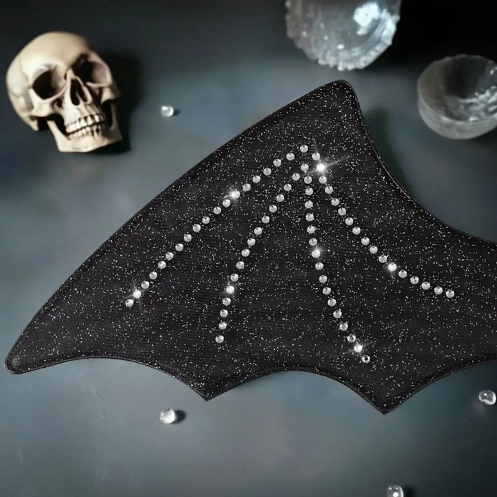 グリッターバットヘッドバンド羽セット折りたたみ式ブラックバットコスチュームキット鉄線弾性ショルダーストラップハロウィンコスプレ衣装