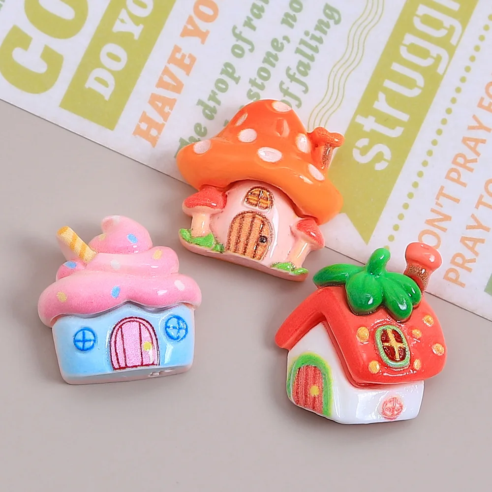 12pcs Mixed Cartoon Fairy Food House Resin Shoe Charms - DIY Decor for Clogs & Beach Bags