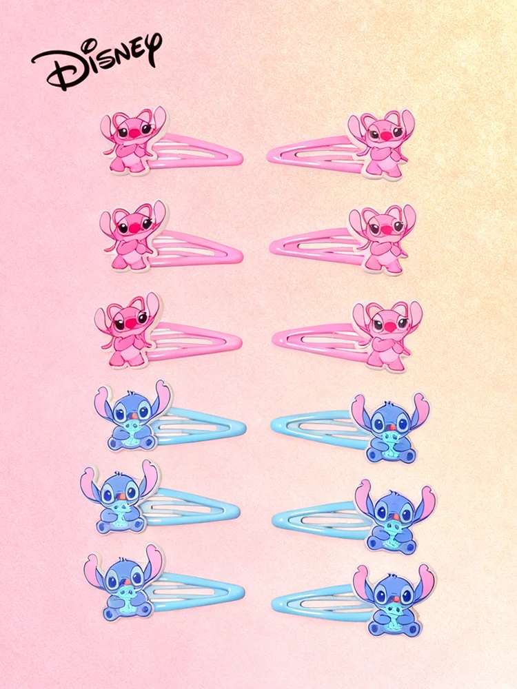 6 clips BB acrílicos de la serie Disney Stitch, accesorios para el cabello lindos y modernos, coloridos y de moda, perfectos para vestir.