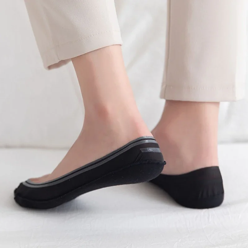 Kaus kaki wanita anti selip, kaus kaki wanita anti selip, kaus kaki katun wanita, tidak terlihat, warna putih, potongan rendah, kaus kaki kapal, anti selip, musim panas, 5 pasang