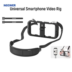 NEEWER Universal Smartphone Video Rig with Neck Strap Phone Stabilizer Grip Cage with Cold Shoe Mount Phone Rig for iPhone