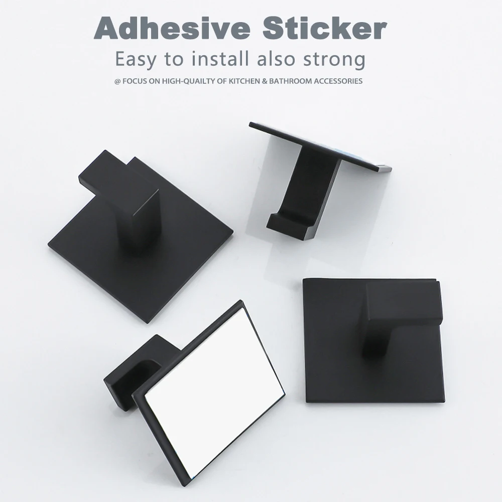 옷걸이 열쇠용 검은색 자체 접착 벽 후크, 옷걸이 도어 로브 후크 코트 랙, 수건 홀더, ... - 1