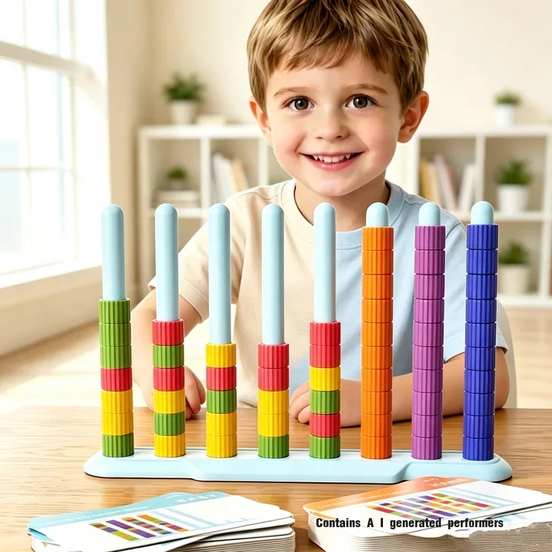 Baby Color Matching Stacking Toys Parent-child Fun Challenge Game Props Children Rings Column Motor Skills Educational Toy Gifts