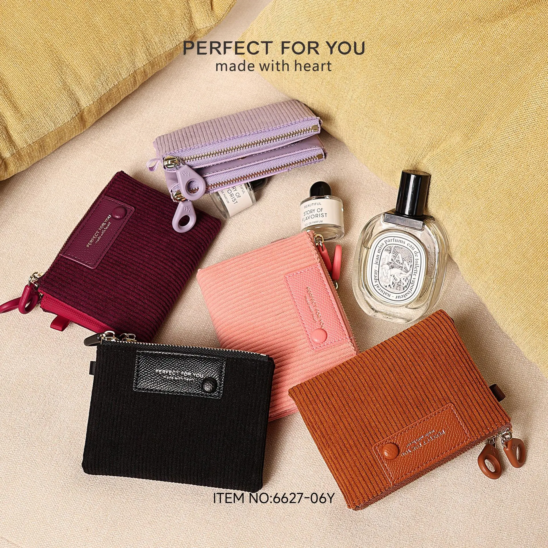 Linen fabric ladies' short-style minimalist purse with multiple functions and large capacity, double zippers, hand-held bag