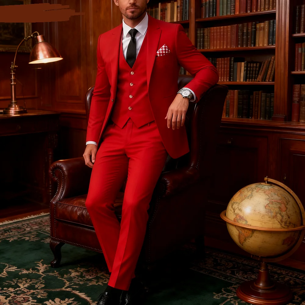 

Novo Pink Tuxedo 3-Piece Male Wedding Suit Custom-Made Single Breasted Slim Fit Men's Clothing (jaq)