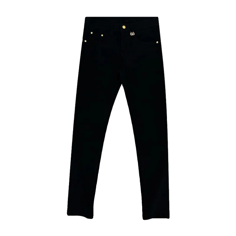 Jeans optiques doublés de sourire pour hommes, jean noir chaud, simple, doux, confortable, tout match, coupe couvertes, maigre, commandé, à la mode, décontracté, fjny