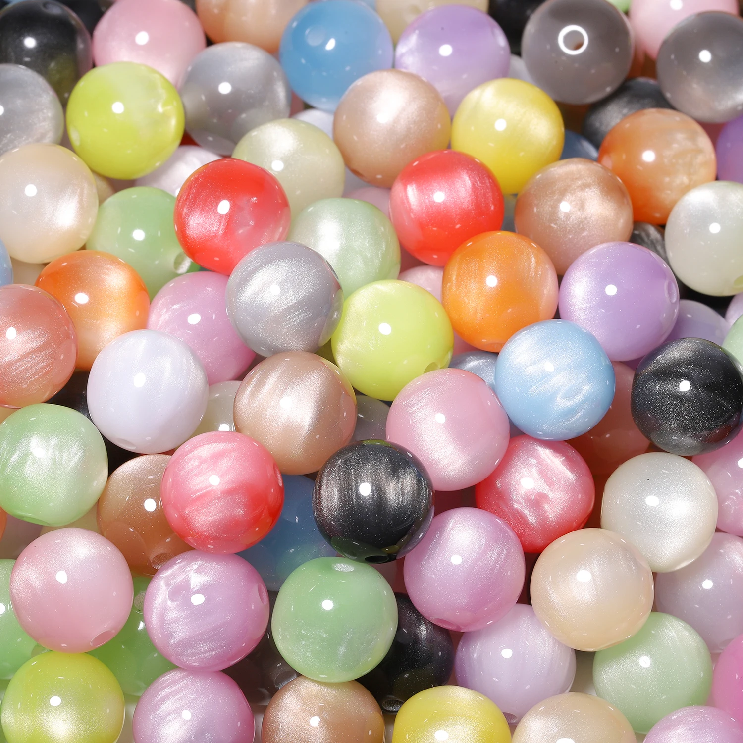 10/12mm Glitter Cat Eye Round Acrylic Resin Beads Charm Loose Spacer Beads for Handmade DIY Jewelry Making Bracelet 20/30pcs