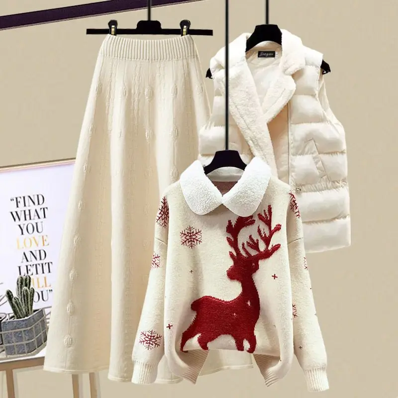 

Модный вязаный свитер, новый зимний хлопковый жилет, утягивающая юбка, футболка, мягкая уличная одежда, милая одежда для девочек