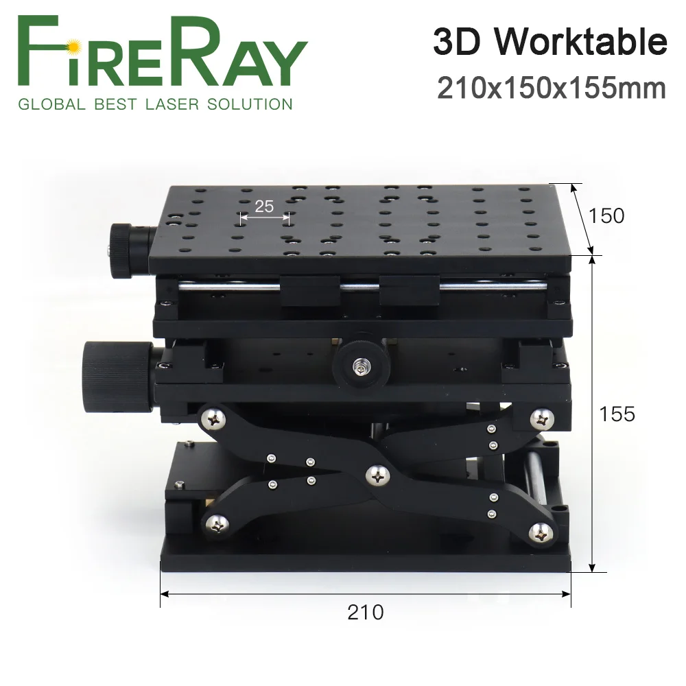 Рабочий стол FireRay 3D 210x150x150 мм, ось Z, ручной раздвижной стол, вертикальная подъемная платформа, линейная ступень 60 мм 120 мм для лазерной маркировки