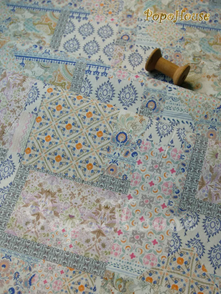 145 x 50 cm großer Patchwork-Stoff aus leichter Baumwolle für den Sommer – perfekt für Kleider, Puppenkleidung und DIY-Bastelarbeiten – Detail 2