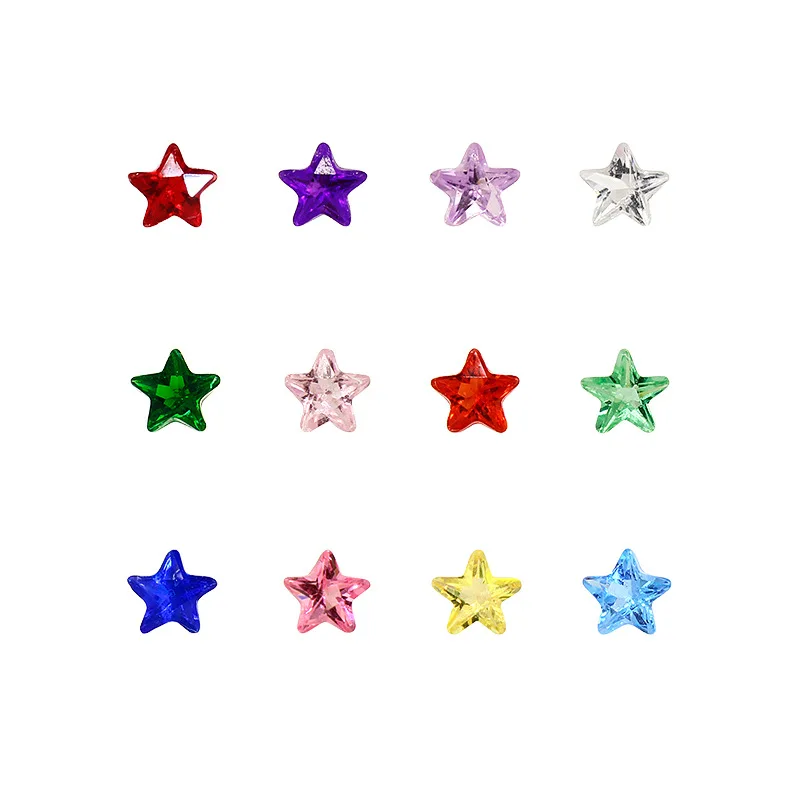 12pc/lot 4mm Colorful star birthstone Floating Locket Charm Fit For Memory Locket Pendant Charms Jewelry Making