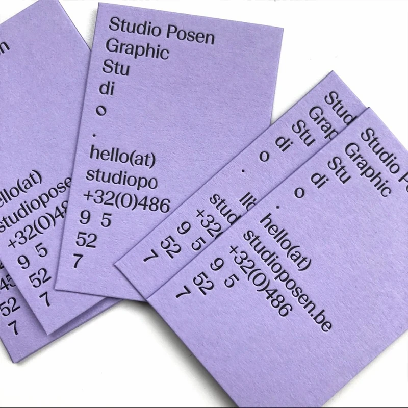 Custom Business Cards Cotton Paper letterpress Paper Embossed Debossed Cards Thank You Card Greetings Purple Card Invitations