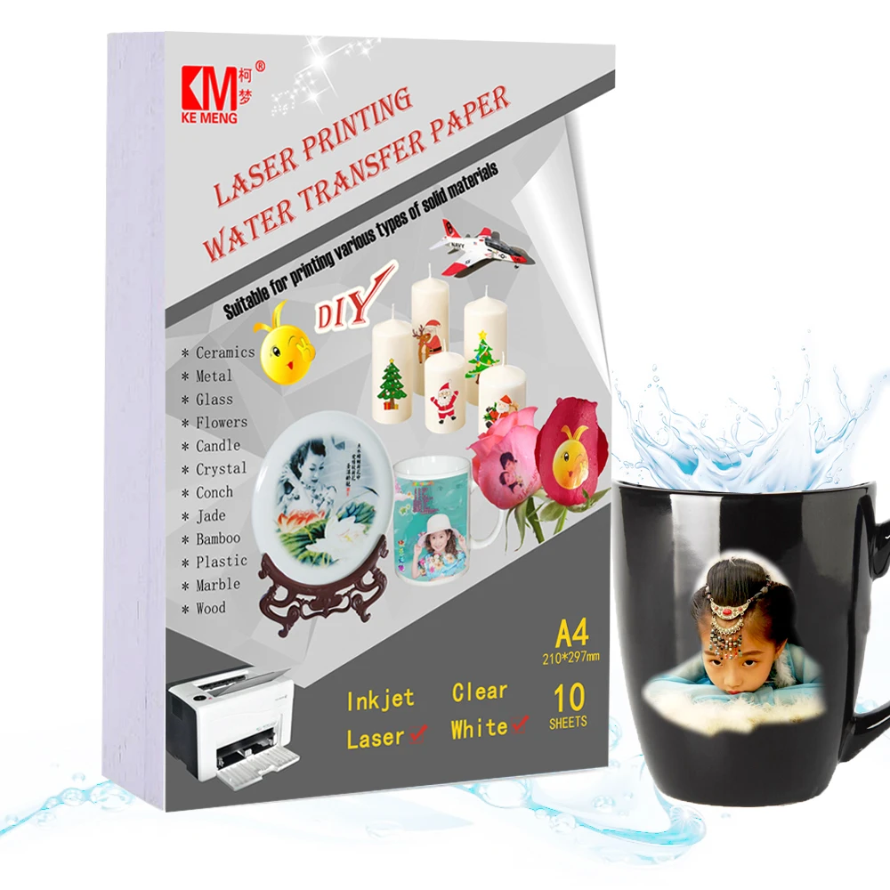 A4 D\'inchiostro Waterslide Trasparente Per Stampante Inkjet Laser Water Slide Decal Paper Transfer Printing