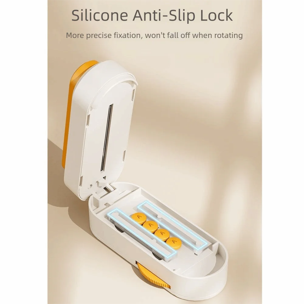 2 In 1 Pill Storage Box Dust-Proof with Cleaning Brush Cut Tablet Dispenser Precise Cutting Halve/Quartering