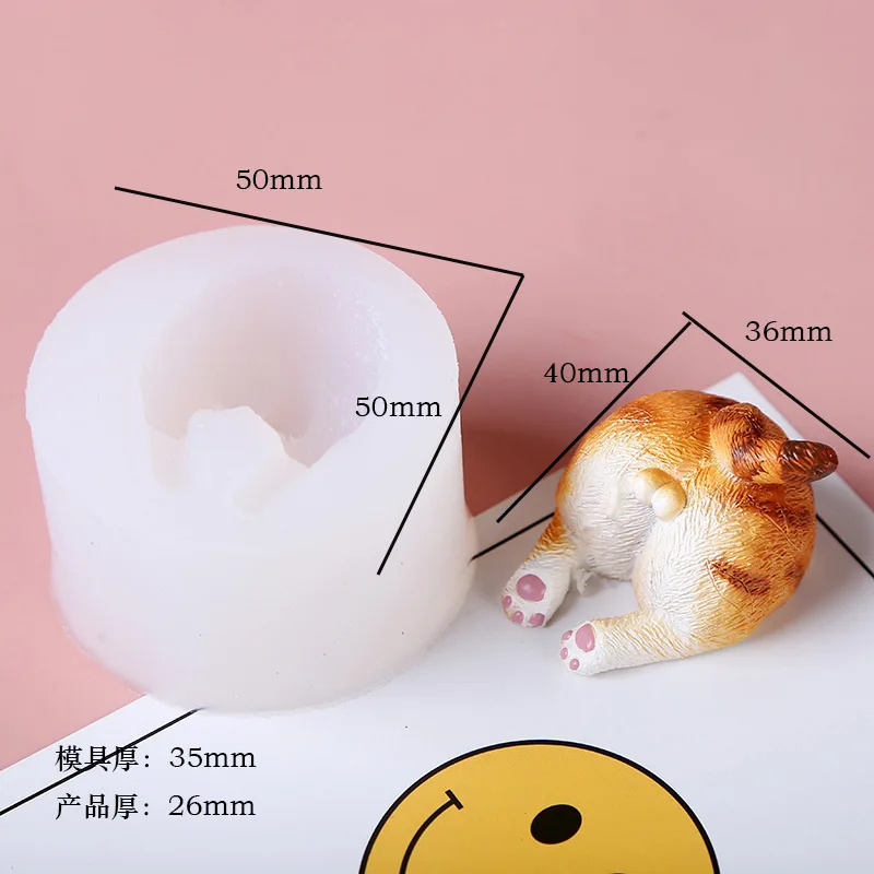 Cute 3D Dog Cat Ass Candle Mold Silicone Chocolate Cake Baking Mould Candle Form Soap DIY Plaster Aromatherapy Decorating Tools