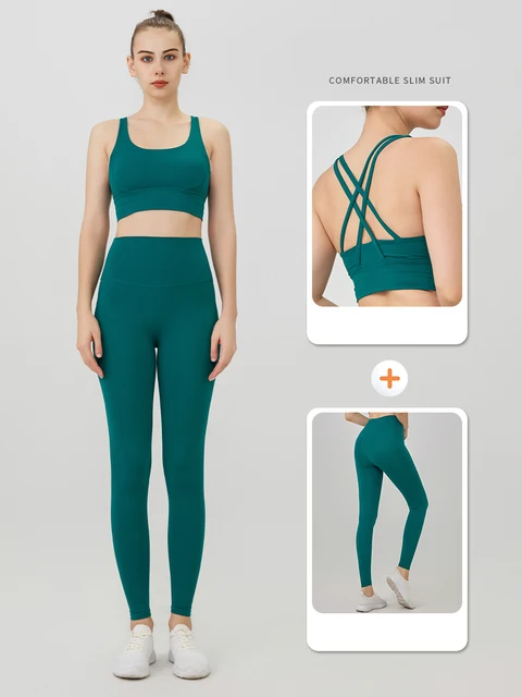 2-częściowy strój do jogi Damski dres sportowy Pilates Fitness Suit Gym Workout Push Up Clothes Sportowy biustonosz Legginsy Kombinezon