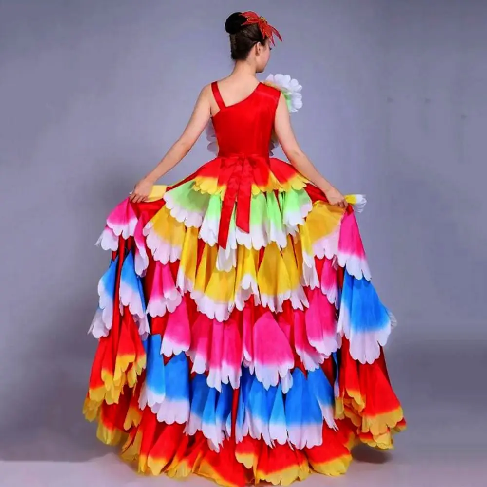 

Новая юбка с большой лепестком, 180-360 градусов, 3 цвета, S, M, L, XL, женское длинное платье для танцев, сценический костюм