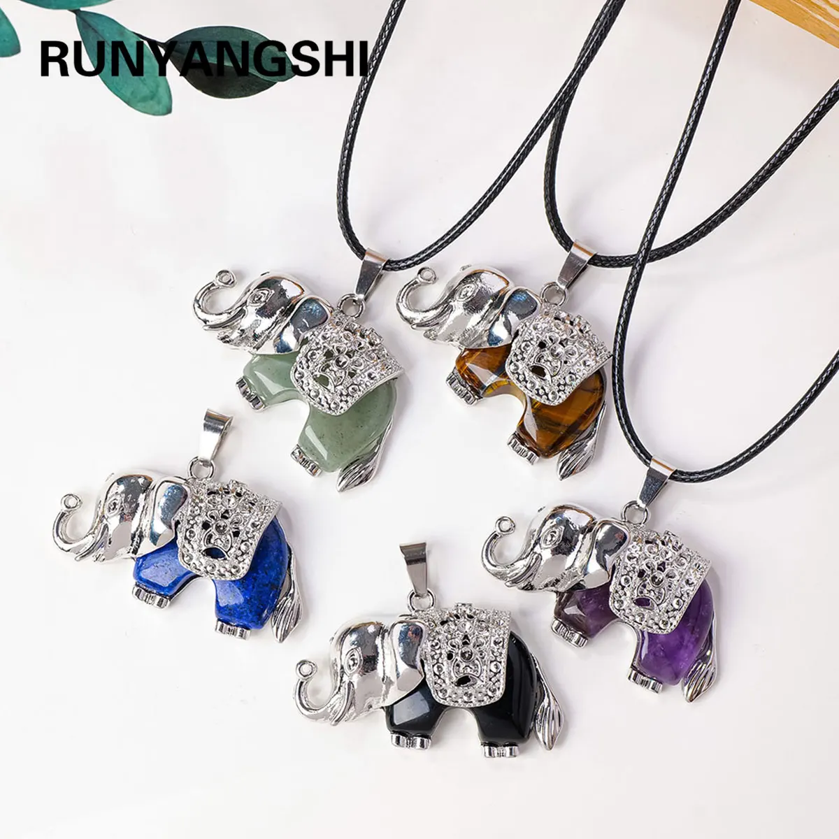 1PC Natural Amethyst Thai Elephant Pendant Energy Necklace jewelry Reiki Beloved Female Mom Mother's Day